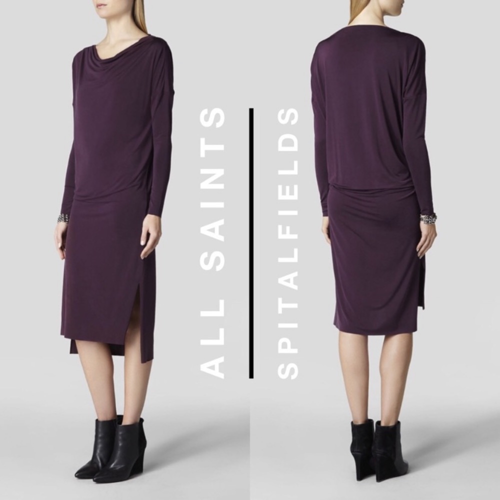 All Saints Rubie dress in eggplant / wine